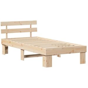 Bed Frame with Headboard Brown 90 x 190 cm Solid Pine wood Vidaxl Bed Frame with Headboard Brown 90 x 190 cm Solid Pine wood Vidaxl