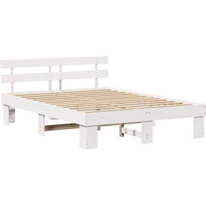Vidaxl - Bed Frame with Headboard White 160 x 200 cm Solid Pine wood Vidaxl - Bed Frame with Headboard White 160 x 200 cm Solid Pine wood