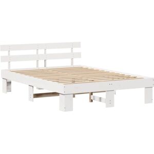 Bed Frame with Headboard White 150 x 200 cm Solid Pine wood Vidaxl Bed Frame with Headboard White 150 x 200 cm Solid Pine wood Vidaxl