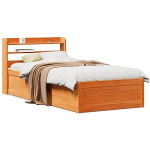 Vidaxl - Bed Frame with Headboard Wax Brown 75x190 cm Small Single Solid Wood Pine Vidaxl - Bed Frame with Headboard Wax Brown 75x190 cm Small Single Solid Wood Pine