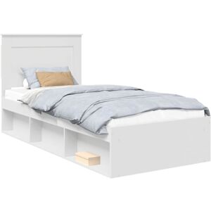 Bed Frame with Headboard White 100 x 200 cm Solid Pine Wood vidaXL Bed Frame with Headboard White 100 x 200 cm Solid Pine Wood vidaXL
