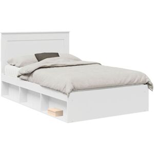 Bed Frame with Headboard White 120 x 190 cm Solid Pine Wood vidaXL Bed Frame with Headboard White 120 x 190 cm Solid Pine Wood vidaXL