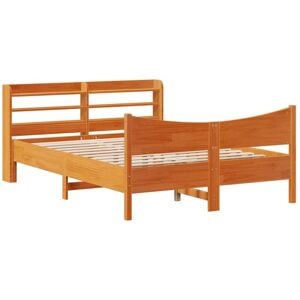 Bed Frame with Headboard Wax Brown 140x190 cm Solid Wood Pine Vidaxl Bed Frame with Headboard Wax Brown 140x190 cm Solid Wood Pine Vidaxl