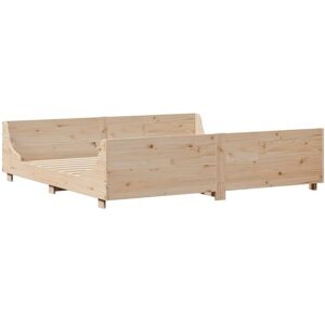 vidaXL 200x200cm Pine Bed Frame with Headboard - Bed Base vidaXL 200x200cm Pine Bed Frame with Headboard - Bed Base