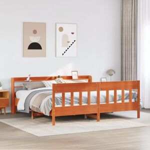 vidaXL Bed Frame & Headboard Wax Brown 180x200 cm Super King Solid Wood Pine - Bed Frame vidaXL Bed Frame & Headboard Wax Brown 180x200 cm Super King Solid Wood Pine - Bed Frame