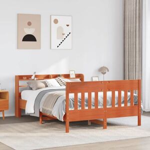 vidaXL Bed Frame with Headboard 150x200cm Solid Wood Pine - Brown vidaXL Bed Frame with Headboard 150x200cm Solid Wood Pine - Brown