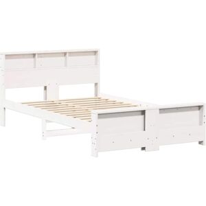 Bed Frame with Headboard White 135 x 190 cm Solid pine wood Vidaxl Bed Frame with Headboard White 135 x 190 cm Solid pine wood Vidaxl