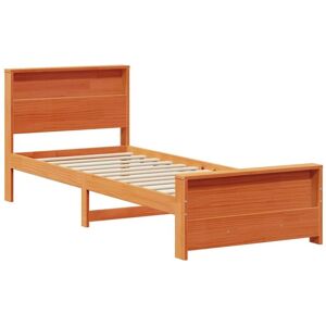 Bed Frame with Headboard Wax brown 80 x 200 cm Solid pine wood vidaXL Bed Frame with Headboard Wax brown 80 x 200 cm Solid pine wood vidaXL
