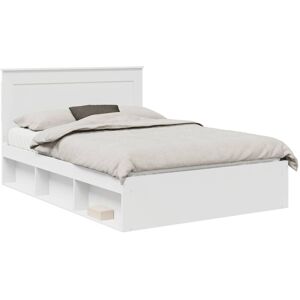 Bed Frame with Headboard White 150 x 200 cm Solid Pine Wood vidaXL Bed Frame with Headboard White 150 x 200 cm Solid Pine Wood vidaXL