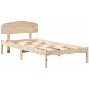 Bed Frame with Headboard Brown 100 x 200 cm Solid Pine wood Vidaxl Bed Frame with Headboard Brown 100 x 200 cm Solid Pine wood Vidaxl