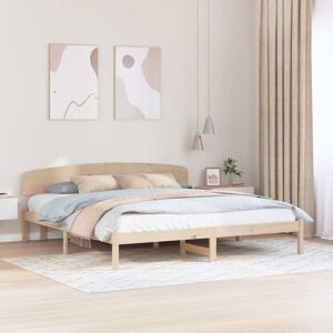 Bed Frame with Headboard Brown 200 x 200 cm Solid Pine wood Vidaxl Bed Frame with Headboard Brown 200 x 200 cm Solid Pine wood Vidaxl