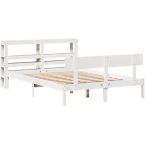 Bed Frame without Mattress White 140x190 cm Solid Wood Pine vidaXL Bed Frame without Mattress White 140x190 cm Solid Wood Pine vidaXL