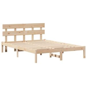 Bed Frame with Headboard Brown 140 x 200 cm Solid Pine wood Vidaxl Bed Frame with Headboard Brown 140 x 200 cm Solid Pine wood Vidaxl