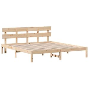 Bed Frame with Headboard Brown 180 x 200 cm Solid Pine wood Vidaxl Bed Frame with Headboard Brown 180 x 200 cm Solid Pine wood Vidaxl