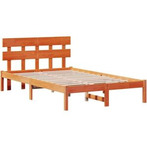 Vidaxl - Bed Frame with Headboard Brown 140 x 190 cm Solid Pine wood Vidaxl - Bed Frame with Headboard Brown 140 x 190 cm Solid Pine wood