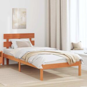 Bed Frame with Headboard Brown 100 x 200 cm Solid Pine wood Vidaxl Bed Frame with Headboard Brown 100 x 200 cm Solid Pine wood Vidaxl