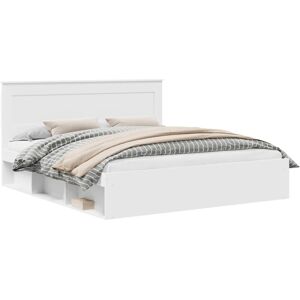 Bed Frame with Headboard White 200 x 200 cm Solid Pine Wood vidaXL Bed Frame with Headboard White 200 x 200 cm Solid Pine Wood vidaXL