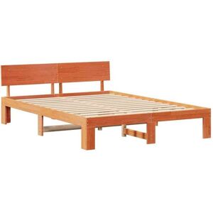 Bed Frame with Headboard Brown 140 x 200 cm Solid Pine wood Vidaxl Bed Frame with Headboard Brown 140 x 200 cm Solid Pine wood Vidaxl