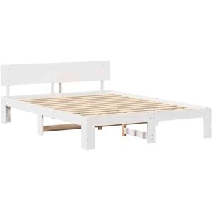 Vidaxl - Bed Frame with Headboard White 160 x 200 cm Solid Pine wood Vidaxl - Bed Frame with Headboard White 160 x 200 cm Solid Pine wood