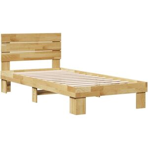 Bed Frame with Headboard without Mattress 90x190 cm Solid Wood Oak vidaXL Bed Frame with Headboard without Mattress 90x190 cm Solid Wood Oak vidaXL