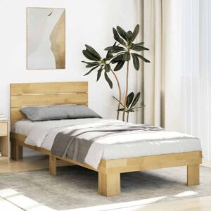 Bed Frame with Headboard without Mattress 100x200 cm Solid Wood Oak vidaXL Bed Frame with Headboard without Mattress 100x200 cm Solid Wood Oak vidaXL