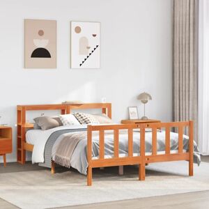 vidaXL Bed Frame with Headboard without Mattress Wax Brown 120x200 cm vidaXL Bed Frame with Headboard without Mattress Wax Brown 120x200 cm