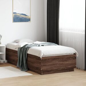 Bed Frame with led without Mattress Brown Oak 75x190 cm Small Single Vidaxl Bed Frame with led without Mattress Brown Oak 75x190 cm Small Single Vidaxl