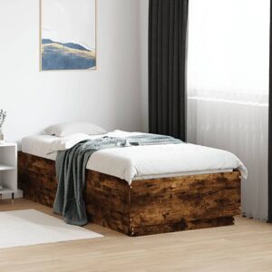 Bed Frame with led without Mattress Smoked Oak 90x190 cm Single Vidaxl Bed Frame with led without Mattress Smoked Oak 90x190 cm Single Vidaxl