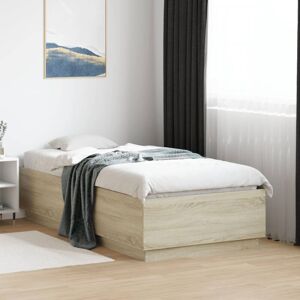 Bed Frame with led without Mattress Sonoma Oak 90x190 cm Single Vidaxl Bed Frame with led without Mattress Sonoma Oak 90x190 cm Single Vidaxl