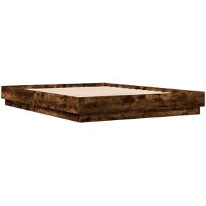 Bed Frame with led without Mattress Smoked Oak 160x200 cm Vidaxl Bed Frame with led without Mattress Smoked Oak 160x200 cm Vidaxl