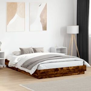 Vidaxl - Bed Frame with led without Mattress Smoked Oak 150x200 cm King Size Vidaxl - Bed Frame with led without Mattress Smoked Oak 150x200 cm King Size