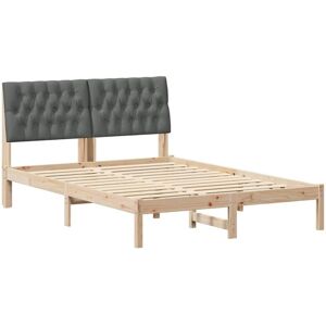 Bed Frame with Headboard Dark Grey 140 x 190 cm Solid Pine Wood vidaXL Bed Frame with Headboard Dark Grey 140 x 190 cm Solid Pine Wood vidaXL