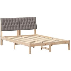 Bed Frame with Headboard Taupe 140 x 200 cm Solid Pine Wood vidaXL Bed Frame with Headboard Taupe 140 x 200 cm Solid Pine Wood vidaXL