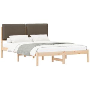 Bed Frame with Upholstered Headboard Taupe 120 x 190 cm vidaXL Bed Frame with Upholstered Headboard Taupe 120 x 190 cm vidaXL