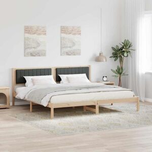 Bed Frame with Headboard Dark Grey 200 x 200 cm Solid Pine Wood vidaXL Bed Frame with Headboard Dark Grey 200 x 200 cm Solid Pine Wood vidaXL