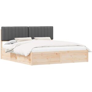 Bed Frame with Upholstered Headboard Dark Grey 180 x 200 cm vidaXL Bed Frame with Upholstered Headboard Dark Grey 180 x 200 cm vidaXL