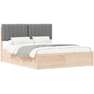 Bed Frame with Upholstered Headboard Light Grey 160 x 200 cm vidaXL Bed Frame with Upholstered Headboard Light Grey 160 x 200 cm vidaXL