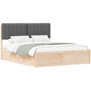 Bed Frame with Upholstered Headboard Dark Grey 150 x 200 cm vidaXL Bed Frame with Upholstered Headboard Dark Grey 150 x 200 cm vidaXL