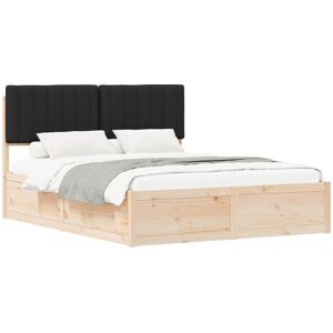 Bed Frame with Upholstered Headboard Black 160 x 200 cm vidaXL Bed Frame with Upholstered Headboard Black 160 x 200 cm vidaXL
