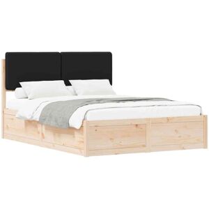 Bed Frame with Upholstered Headboard Black 150 x 200 cm vidaXL Bed Frame with Upholstered Headboard Black 150 x 200 cm vidaXL