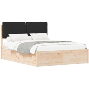Bed Frame with Upholstered Headboard Black 160 x 200 cm vidaXL Bed Frame with Upholstered Headboard Black 160 x 200 cm vidaXL
