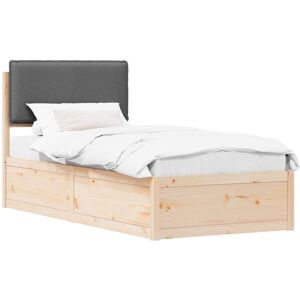 Bed Frame with Upholstered Headboard Dark Grey 100 x 200 cm vidaXL Bed Frame with Upholstered Headboard Dark Grey 100 x 200 cm vidaXL