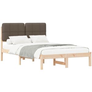 Bed Frame with Upholstered Headboard Taupe 120 x 190 cm vidaXL Bed Frame with Upholstered Headboard Taupe 120 x 190 cm vidaXL