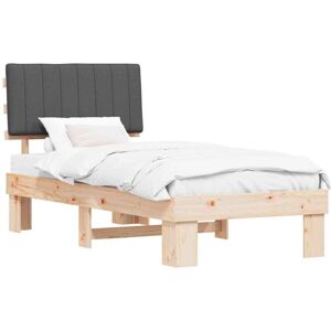 Bed Frame with Upholstered Headboard Dark Grey 90 x 190 cm vidaXL Bed Frame with Upholstered Headboard Dark Grey 90 x 190 cm vidaXL