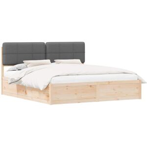 Bed Frame with Upholstered Headboard Dark Grey 180 x 200 cm vidaXL Bed Frame with Upholstered Headboard Dark Grey 180 x 200 cm vidaXL