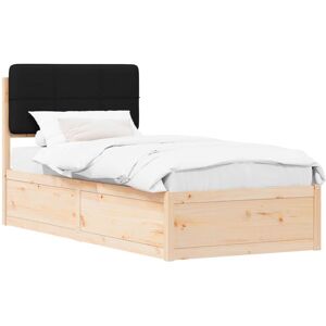 Bed Frame with Upholstered Headboard Black 90 x 190 cm vidaXL Bed Frame with Upholstered Headboard Black 90 x 190 cm vidaXL