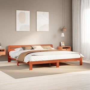 vidaXL Bed Frame - 200x200 cm Solid Wood Pine - Rustic Brown - Bed Frame vidaXL Bed Frame - 200x200 cm Solid Wood Pine - Rustic Brown - Bed Frame