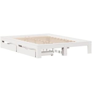 vidaXL Bed Frame White 140x200 cm Solid Pine - Bed Frame vidaXL Bed Frame White 140x200 cm Solid Pine - Bed Frame
