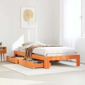 vidaXL Bed Frame without Mattress Wax Brown 90x190 cm Single Solid Wood Pine - Bed Frame vidaXL Bed Frame without Mattress Wax Brown 90x190 cm Single Solid Wood Pine - Bed Frame