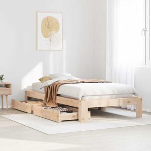 Bed Frame without Mattress 75x190 cm Small Single Solid Wood Pine vidaXL Bed Frame without Mattress 75x190 cm Small Single Solid Wood Pine vidaXL